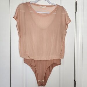 Sophie Rue Bodysuit Blouse Sheer Top Layering Trendy N° L